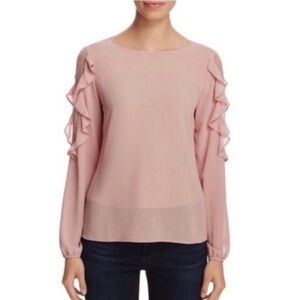 Soloiste Dusty Pink Lace Inset Long Sleeve Blouse Size Medium